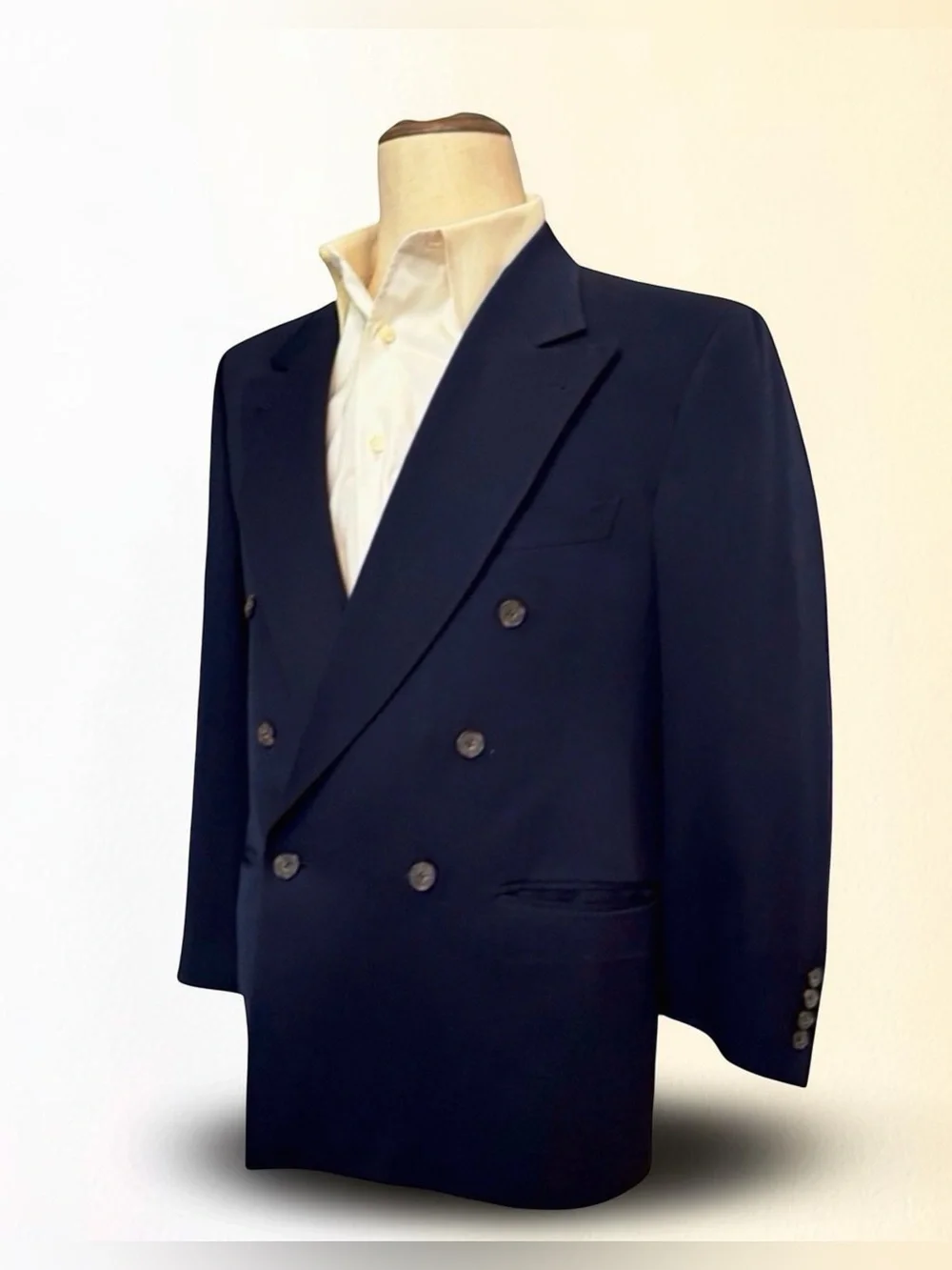 Joseph Abboud for Nordstrom Navy Double-Breasted 100% Wool Blazer 40R
